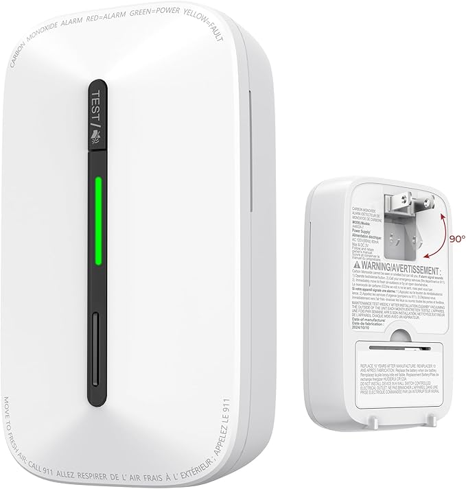 Siterlink Carbon Monoxide Detectors Plug in,10 Year Replaceable Battery Operated Co Monitor Alarm,Plug and Play Co Detector,Portable Carbon Monoxide Detector for Home,Traval,RV,Hotel GS846A 1 Pack