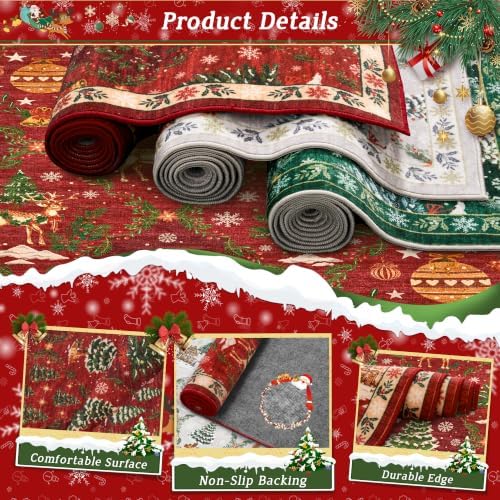 Washable Area Rug Red 5x7 Christmas Rug for Living Room Bedroom Non Slip - Image 5