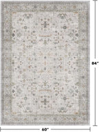 Hazo Haus Boho Washable 5x7 Living Room Rug - Neutral Light Gray & Sage Area Rugs for Nursery, Dining Under Table, Bedroom, Modern Vintage Eclectic Geometric Floral, Low Pile Stain Resistant - Image 2