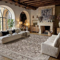 HUGEAR 9x12 Coffee Brown Vintage Floral Washable Area Rug for Living Room by HUGEAR