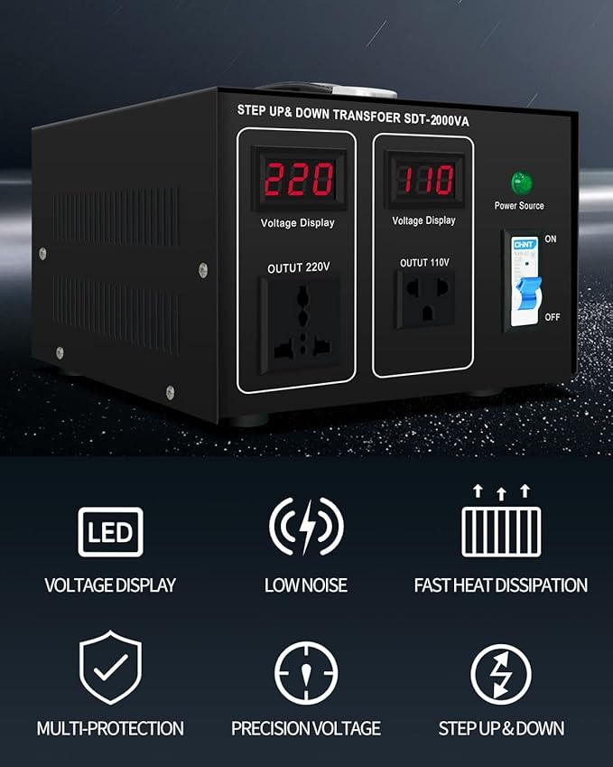 Step UP/Down Transformer 220v to 110v, 2000W 110 to 220 Voltage Converter 120v to 240V Heavy Duty Power Transformer