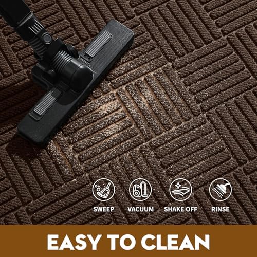 Front Door Mat, Heavy Duty Non-Slip Doormat 35.5"x24", Brown - Image 4