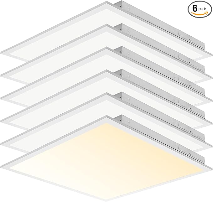 CycevSun 6-Pack 2x2 LED Flat Panel Light Drop Ceiling, 40W, Bright 4400LM, 3CCT 3000K/4000K/5000K Switchable, 0-10V Dimmable, 100-277V, ETL Listed