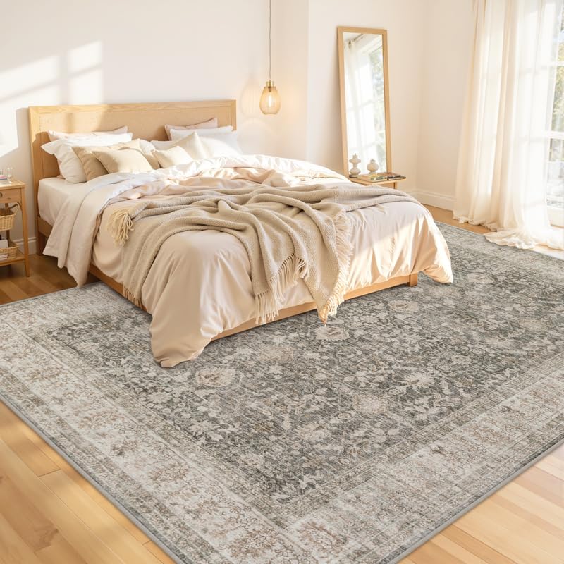 Area Rugs 9x12 Living Room: Bedroom Washable Carpet Warm Taupe - Image 2