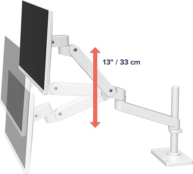 Ergotron – Upgraded LX Pro Premium Monitor Arm, Single Monitor Desk Mount – fits Flat Curved Ultrawide Computer Monitors up to 34 Inches, 4 to 22 lbs, VESA 75x75mm or 100x100mm – Tall Pole, White