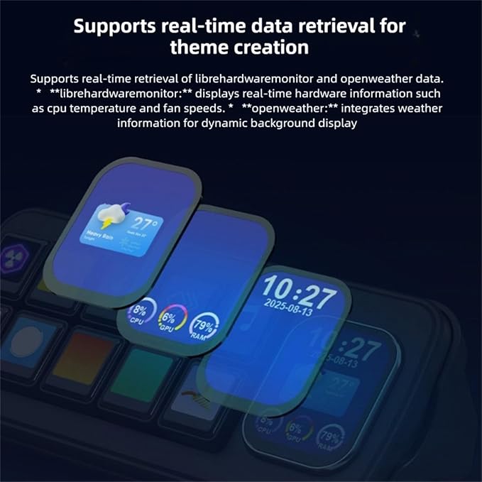 VELATEMOR AI Voice Control Panel, 10 LCD Mechanical Buttons 2.01 Inch Auxiliary Screen, with AI Voice Recognition and One Key Macro, for OS X Smart Home Automation (Black)