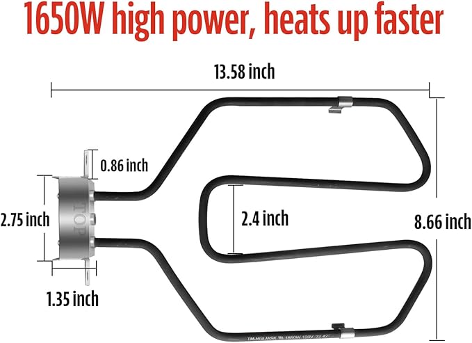 Upgrade Universal 1650W 15A Electric Smoker Heating Element Kits with Adjustable Thermostat Controller Compatible with Masterbuilt, Smoke Hollow,Char Broil,Dyna-Glo,Cuisinart and Most Electric Smokers