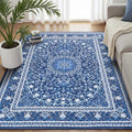 5x7 Area Rugs for Living Room, Washable Non-Slip Rug, Oriental Dark Blue by Lofus