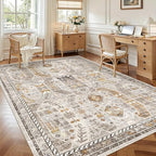 Madane 5x7 Area Rugs for Living Room, Non-Slip Washable Rug, Brown/Gold - Image 4