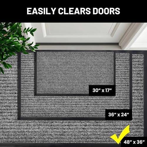 Front Door Mat, Indoor Outdoor Welcome Muddy Doormat, 48x36 Battleship Gray - Image 4