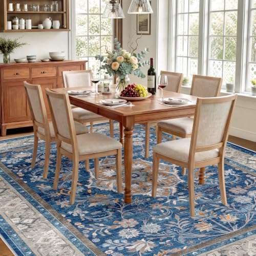 SameBed 8x10 Area Rug Living Room, Vintage Washable Carpet Blue - Image 2