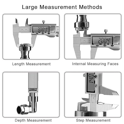 150mm Digital Caliper Stainless Steel Vernier Micrometer Measuring Tool Electronic LCD Display Precision Ruler Metric Inch Conversion Professional Calipers for Machinist Woodworking DIY Measurement