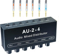1/8" aux Input Mixing 2 in 4 Channel Way Out Headset Box Headphone Amplifier 3.5mm Mixer 1/8 inch Stereo Audio Amp with Ultra-Compact Portable mini Jack 3.5 Splitter hup for Studio and Stage