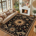 Vacuum-Friendly, 8x10 Washable Area Rug, Black Gold Beige Red by meejou