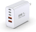 USB C Charger Block, 60W 5 Ports USBC Wall Charger Plug Fast Charging, iPhone Charger QC Multiport PD Adapter Chargers, Type C Box Brick Cube for iPhone 17 16 15 14 13 12 Pro Max,Samsung (White 1Pack)
