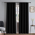 Blackout Curtains 96 Inches Long 2 Panels Set, Black Curtains Thermal Insulated Room Darkening Drapes for Bedroom, Rod Pocket Light Blocking Drapes Living Room Windows(52W × 96L, Black)