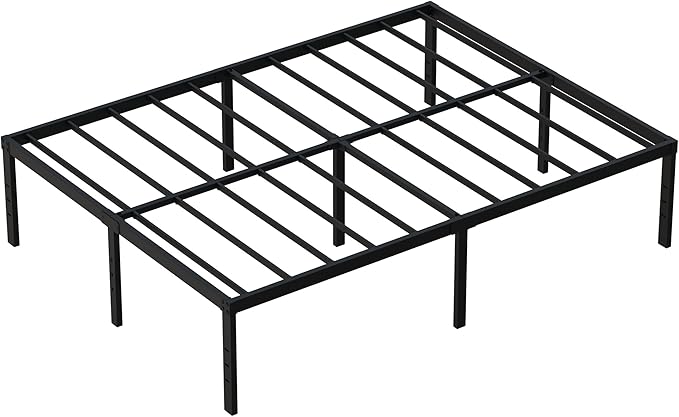 18 Inch Full Size Bed Frame Heavy Duty Metal Platform No Box Spring Needed, Maximum Storage, Easy Assembly, Noise Free, Black