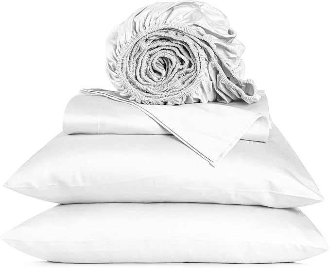 URBANHUT 800 Thread Count 100% Cotton Full Size Sheets, Luxury 4 Piece Full Bedsheets, Hotel Sheets Sateen Finish - Better Than Egyptian, 16" Elasticized Deep Pocket - White