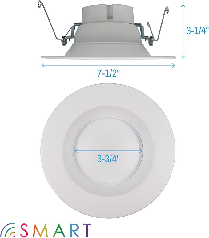 CLEANLIFE 2-Pack Smart LED Recessed Lighting Retrofit Downlight RGB + Tunable White Color Changing Bluetooth + WiFi Dimmable LED Can Lights Fits 5 and 6 inch - 12W, 65W Equivalent, App Enabled
