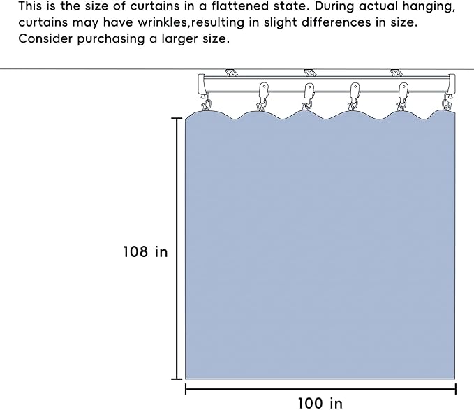 Room Divider Curtains Total Blackout Privacy Curtain Panel Room Thermal Insulated Noise Reduction Curtains for Bedroom Window Living Room Ceiling Track Curtain W 8.3 ft × H 9 ft Grey