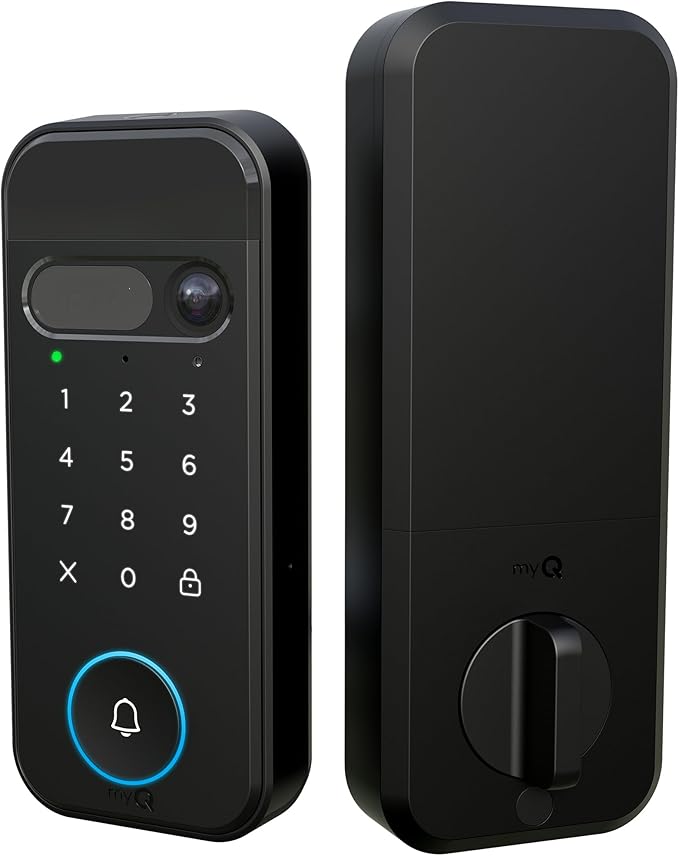 myQ Secure View™ 3-in-1 Smart Lock with 2K HDR Video Doorbell Camera, Face Access, Fingerprint Access, PIN & App Control — Intelligent Entry with Built-in Camera, Color Night Vision & Two-Way Audio