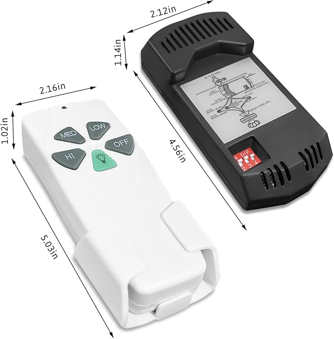 2 Pack Universal Ceiling Fan Remote Control Kits with Light Dimmer 3 Speed Fan Controller Receiver Lamp Dim Remote Replacement for Hampton Bay/Hunter/Harbor Breeze/Westinghouse/Honeywell & More