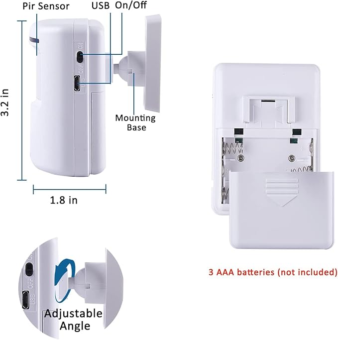 BESTOONE Motion Sensor Alarm, Long Range Wireless Driveway Alarm, Indoor Home Security System Electric Doorbells, 4 Motion Detector and 2 Alarm, 38 Chime Tunes, LED Indicator