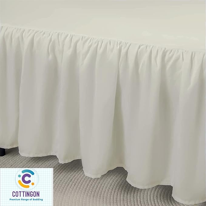 Ruffled Bed Skirt with Split Corners-Dust Ruffle - 15" Drop 100% Microfiber Soft,Sheen & Luxurious Look - Bed Skirts (Ivory -Full)