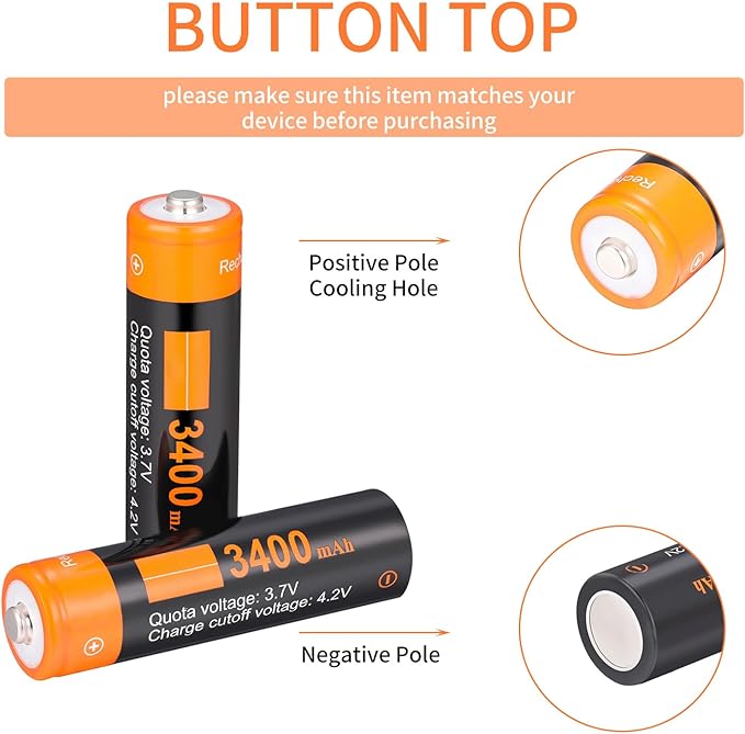 XONBDNOX 3400 mah High Capacity Rechargeable Battery Case 4 Pack-with for Toy Cars,Small Electronic,Devices,headlamps, flashlights, Cameras,etc.