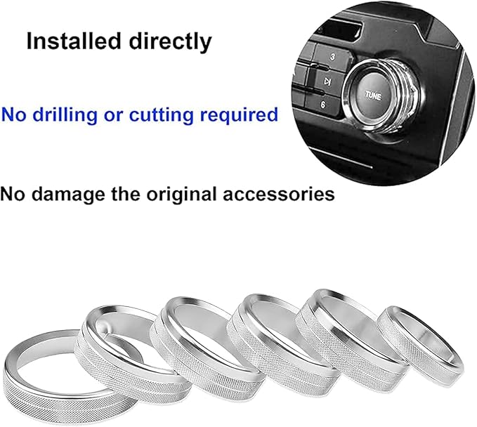 Knob Cover for F150 AC Climate Control Switch/Trailer/4WD/VOL/Tune Button Interior Center Console Trim Accessories Compatible with Ford F150 XLT 2016 2017 2018 2019 (Silver 6 Pcs)