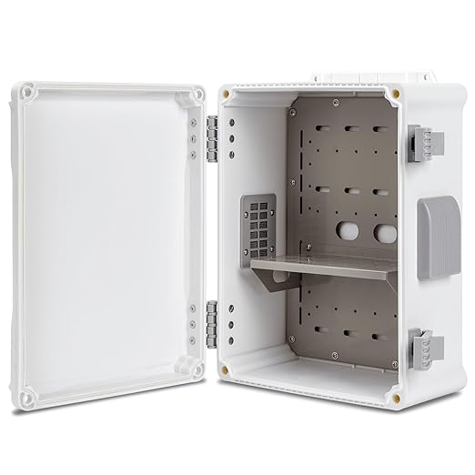Namunanee Outdoor Electrical Junction Box, ABS Water Resistant Enclosure with Internal Mounting Panel & Hinged Cover (12.6" H x 9.4" L x 5.7" W)