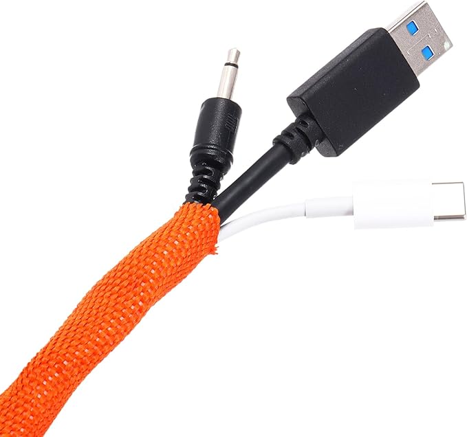 MECCANIXITY Braided Cable Sleeves Heat Shrinkable Fabric Sleeving, 5/8" 16ft Orange 2:1 Ratio Heat Shrinkable Cord Protector for Harness Cable, Network Cable Protection, Cable Management