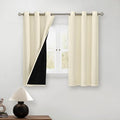 BGment Short 100% Blackout Curtains for Bedroom, Thermal Insulated Energy Efficiency Noise Reducing Grommet Curtains 45 Inch Length with Liner for Small Window 2 Panels Each 42 Inch Wide, Cream