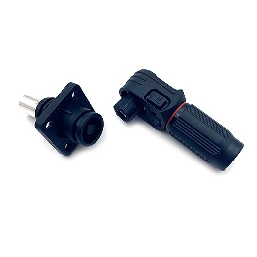 70A Battery Energy Storage Connector, 10mm² High Current Connectors IP67 Waterproof Crimping Wiring Power Adapter Quick Plug Terminal Right Angle Plug and Socket (1000V Black+Orange)