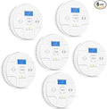 6 Packs,2 in 1 Technology, Smoke,Carbon Monoxide Detector, Co Alarm,85db Alert,LCD Readout,3 Color LED Indication,(Green Light Blinking at Work), with 3 AA Batteries,Easy Install,for Home and Kitchen