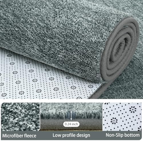 AROGAN 4x6 Area Rugs for Living Room Non Slip Bedroom Rug, Grey & Green - Image 5