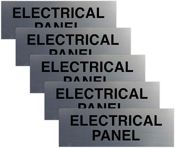 All Quality Basic Electrical Panel Sign - Fire Regulation Safety Compliance Sign - Silver - Small (5 Pack)