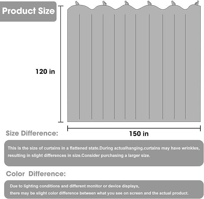 Room Divider Blackout Curtain Track Curtains Wall Dividers Panels Screen for Living Rooms Bedroom Office Privacy Partition Separation, W150 × L120 Inch,1 Panel, Grey