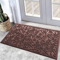 Bulijojo Sturdy Front Entrance Doormats,Durable Heavy Duty Welcome Mat,Thick Absorbent Natural Rubber Non Slip Mat,Easy Clean Entryway Mat Leaves Brown 23"x35" by ShowYourStyle
