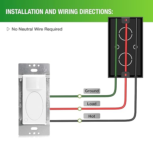 RAYZEEK PIR Motion Sensor Light Switch,Single-Pole Motion Activated Wall Switch, No Neutral Required,On/Off Override,PC Fireproof&UL Listed,2 Pack