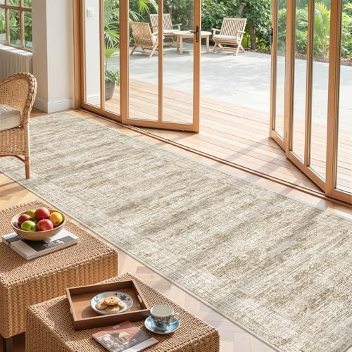 2'6 x 10' Runner Rug Non Slip,Washable Kitchen Rugs,Brown by Restydon