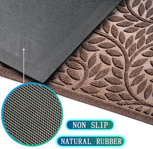 Bulijojo Front Door Mat Entrance,Durable Heavy Duty Welcome Mat,Thick Absorbent Natural Rubber Non Slip Mat,Sturdy Entryway Brown 23"x35" - Image 5
