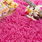 2.6x5.3 Hot Pink Fluffy Soft Oval Rug Non-Slip for Kids Bedroom Nursery - Image 6