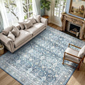 6x9 Area Rugs for Living Room Bedroom, Blue Washable Non-Slip Carpet by Lofus