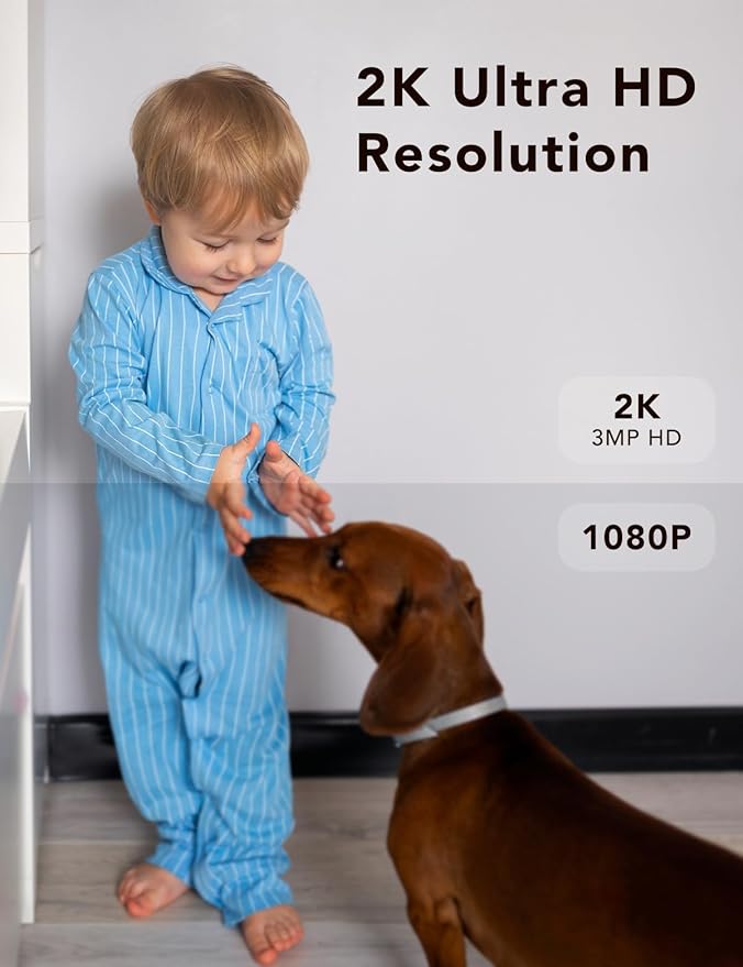 FAMVIVA 2K Security Camera, Outdoor/Indoor for Home, Pet, Baby, Nanny, IP65 Waterproof Color Night Vision, White Light & Siren, Recording, Motion Detection, Compatible with Alexa,White-2P