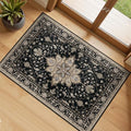 RELEANY Washable Area Rug, Small 2'x3', Black/Neutral by RELEANY