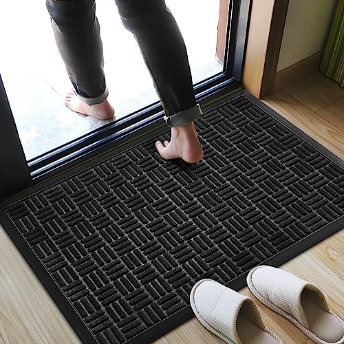 Mibao Front Door Mat Outdoor Entrance, 36" x 24" Heavy Duty Welcome Mat for Outdoor and Indoor, Waterproof Dirt Trapper Doormat, Super Absorbent Indoor Entryway Mat for Patio & Porch - Black - Image 5