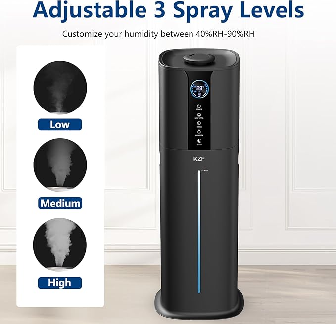 9L Smart Humidifiers for Bedroom Large Room, 2.3Gal Cool Mist Top Fill Diffuser App & Remote Control, 3 Mist Modes, Quiet Humidifier for Home Office Plant (Black)