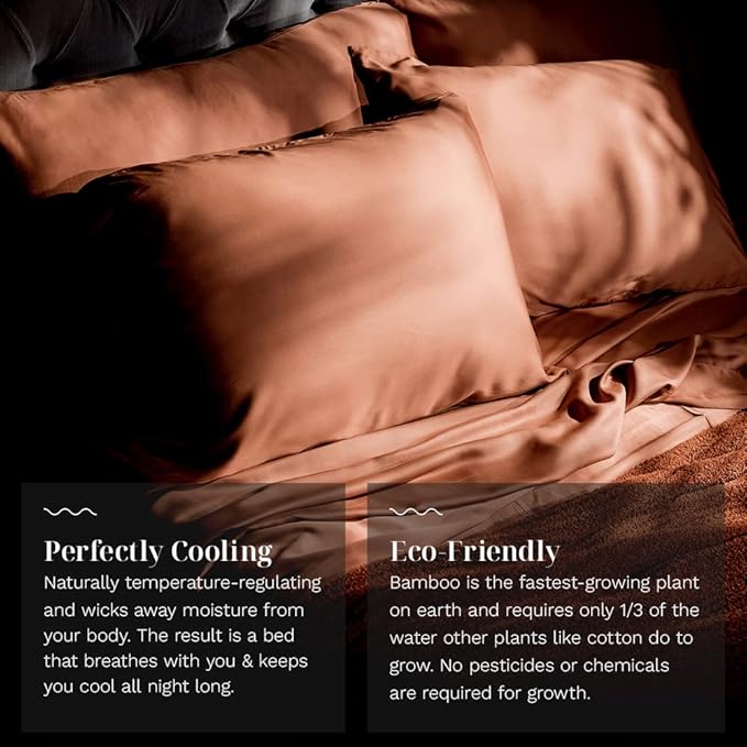 LUXOME 100% Rayon (Viscose) from Bamboo Pillowcase Set (King) | 400 Thread Count | Moisture-Wicking | Envelope Closure | Terracotta