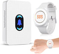 Daytech Wireless Caregiver Pager Call Button for Elderly at Home Life Alert Systems for Seniors Disabled Patient 1 Emergency Watch 1 Receiver